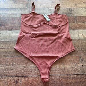 Boohoo orange plus rib underbust seam body suit women's 20